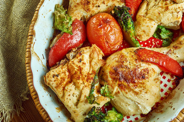 Chicken  chorizo traybake