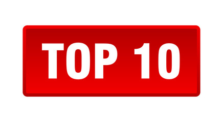 top 10 button. top 10 square red push button