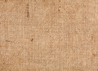 Brown burlap laying on white sheet. Abstract background. Texture of sackcloth. Background for banners, or wallpapers. Burlap Fabric Patch Piece, Rustic Hessian Sack Cloth