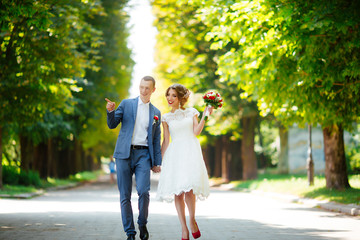 wedding couple, beautiful young bride and groom,