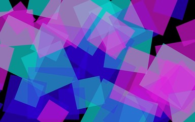 Fototapeta premium Multicolored translucent squares on dark background. 3D illustration
