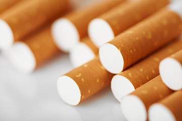 Set Сigarette close up isolated on white background. Smoking. Bad habits. Smoking leads to lung cancer.