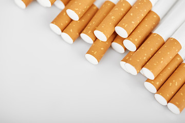 Set Сigarette close up isolated on white background. Smoking. Bad habits. Smoking leads to lung cancer.