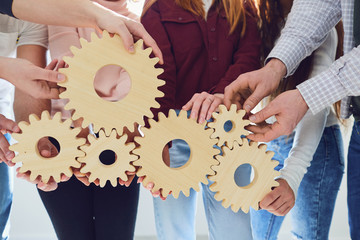 Strategy team solution teamwork partnership community alliance integration planning union concept.
