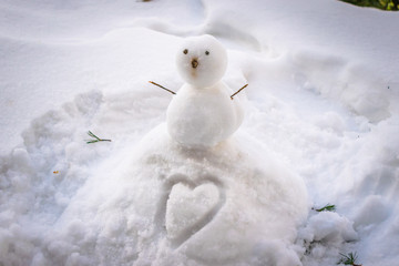 snowman in snow at Dalhousie, Himachal Pradesh, India.