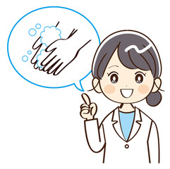 女性、医者、手洗い