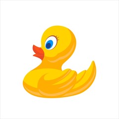 Toy For the bathroom. Yellow duck on a white background.