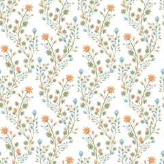 Vintage floral seamless pattern, pencil hand drawn illustration. Vintage floral design for textile, wallpaper or scrapbooking paper.