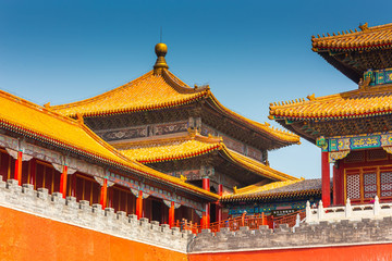Fototapeta premium Traditional towers in the Forbidden City in Beijing