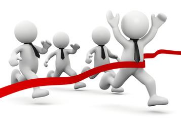 3d leader man crossing the finish line