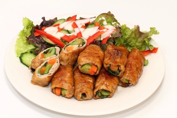 人参と小松菜と椎茸の肉巻き