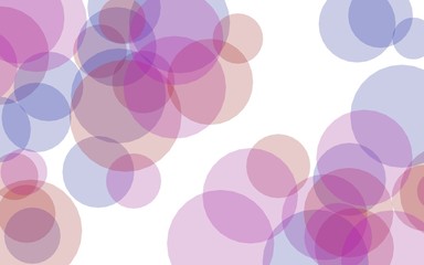 Multicolored translucent circles on a white background. Pink tones. 3D illustration