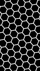 White honeycomb on a black background. Vertical image orientation. Isometric geometry. 3D illustration