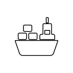 Cargo ship icon. International freight transport sign. Flat design style.