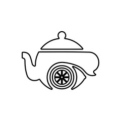 Herbal tea with lemon. Teapot icon. Flat icon design.