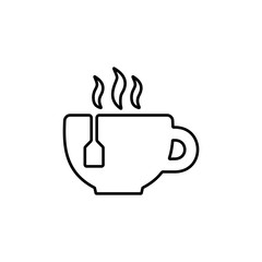 Cup of tea with tea bag. Flat icon illustration.