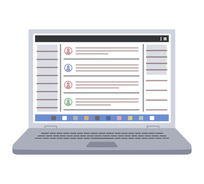 ノートパソコンのイラスト（チャットツールの画面）・主線なし