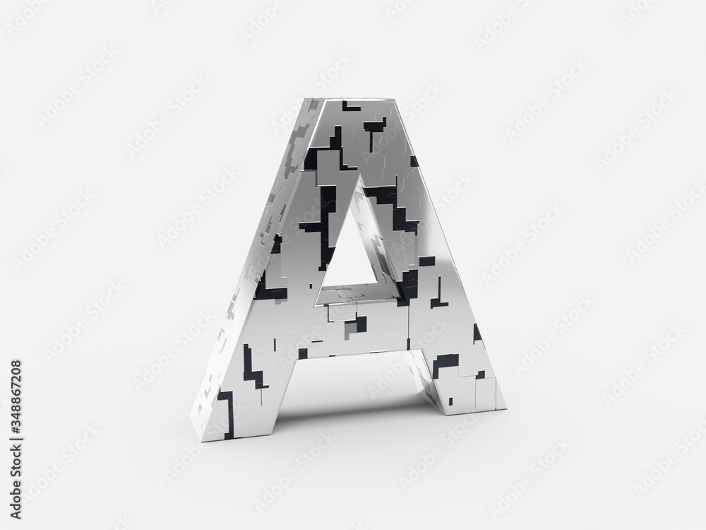 Poster futuristic letter a - futuristic metallic font letters set with sci-fi metallic metallic random pann