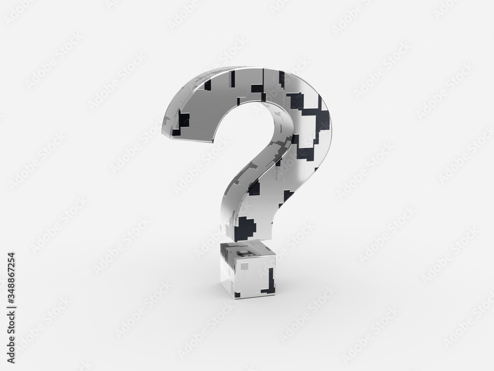 Poster question mark - futuristic metallic font symbol series with sci-fi shiny metallic random panels 3d r