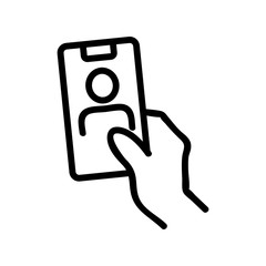 view selfie on phone icon vector. view selfie on phone sign. isolated contour symbol illustration