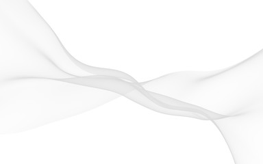 White abstract background. Fluttering white scarf. Waving on wind white fabric. 3D illustration