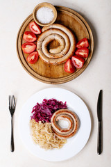 Snail sausage in traditional spiral