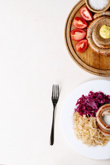 Snail sausage in traditional spiral