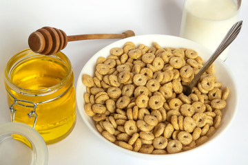 Delicious Breakfast with milk and honey