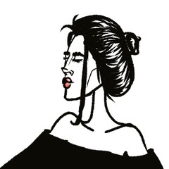 hand drawn beautiful young woman portrait isolated on white