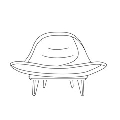 Small chair interior silhouette icon in one line