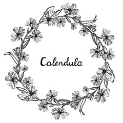 Round wreath made of Calendula black