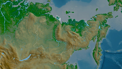 Sakha, Russia - outlined. Physical