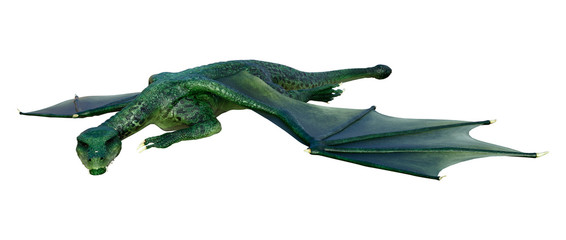 3D Rendering Fairy Tale Dragon on White