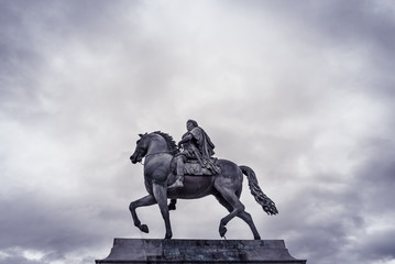 Obraz premium Statue of Louis XIV in Lyon, France in Black and white