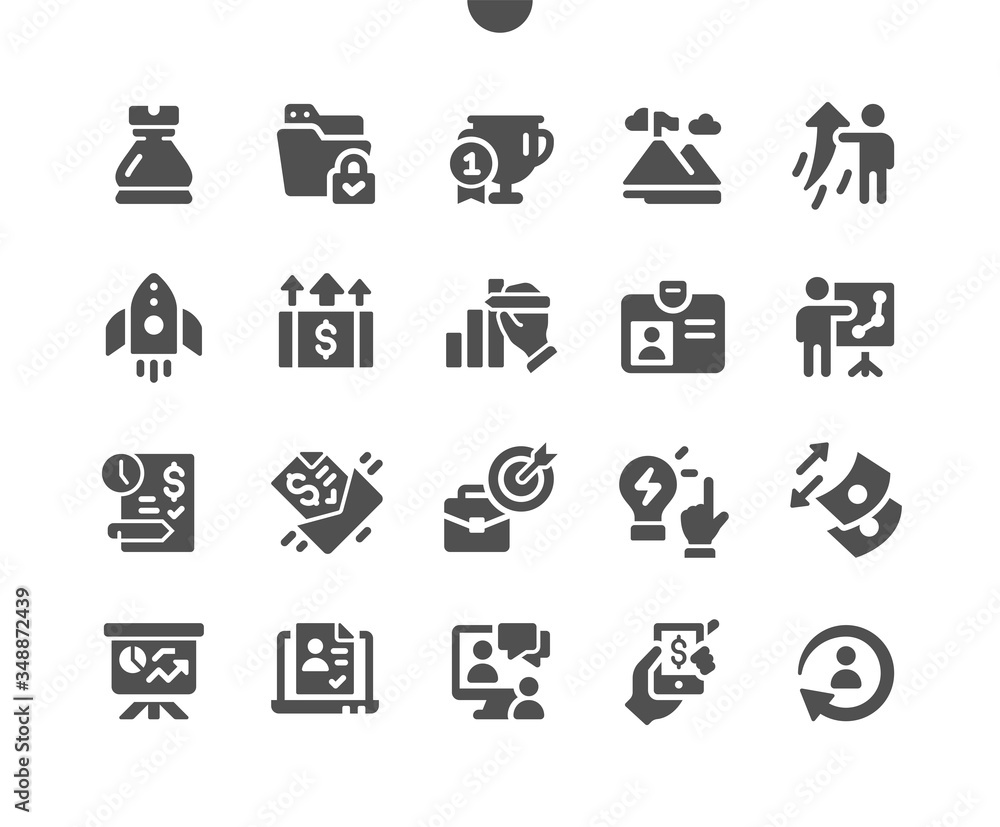 Poster business well-crafted pixel perfect vector solid icons 30 2x grid for web graphics and apps. simple 