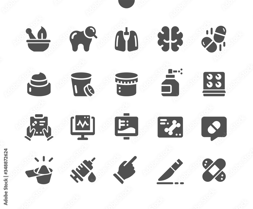 Poster medical well-crafted pixel perfect vector solid icons 30 2x grid for web graphics and apps. simple m