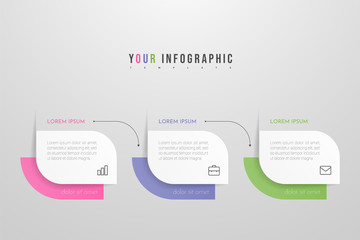 Modern vector infographic with 3 steps or processes elements. Business concept timeline
