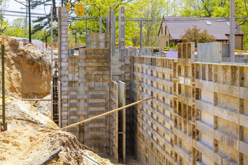 Formwork concrete strip foundation for a cottage for the house