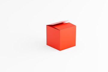 closed red box on a white background, place for text, place for logo, 3d rendering