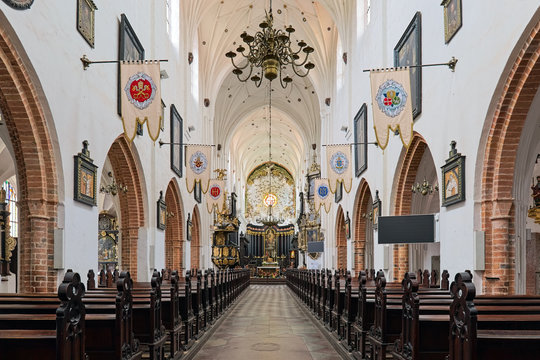 Gdansk, Poland. Interior of Oliwa Cathedral (Archcathedral Basilica of The Holy Trinity, Blessed Virgin Mary and St. Bernard in Gdansk Oliwa). The church was consecrated on August 14, 1594.