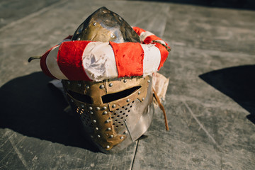 Medieval and Armoured Knight's Helmet. Games for the throne.