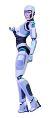 3D Rendering Female Robot on White