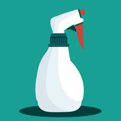 A bottle of liquid or antiseptic spray. Destruction of bacteria and viruses. The concept of disinfection and hygiene. Cleaning and cleanliness. Vector illustration in flat style for design and web.