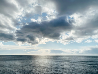 Naklejka na ściany i meble beautiful landscape of the sea horizon and sky with clouds