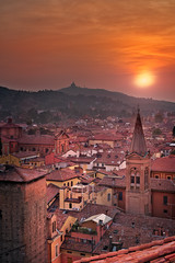 sunset over bologna old city