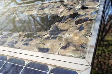 Destroyed old small solar panel
