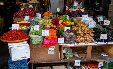 Tropical fruits in street market