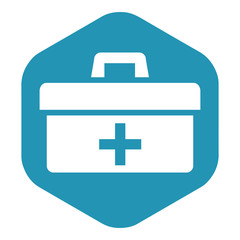 First aid kit icon. The medicine box. Safe storage of medicines. Vector illustration for design and web isolated on a white background.