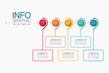Vector iInfographic template for business, presentations, web design, 5 options.