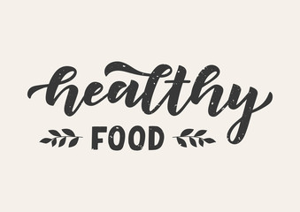 Fototapeta na wymiar Healthy food hand drawn lettering